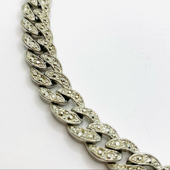 Necklace Vintage Silver Tone Collar 16.5” Chunky Statement - Picture 3 of 12